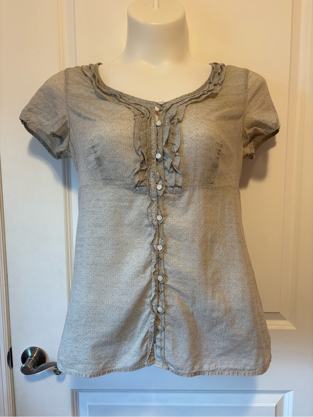 Eddie Bauer Ruffle Button Down Top
